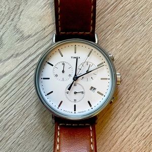 Times Fairfield Chronograph 41mm Leather Watch like new!